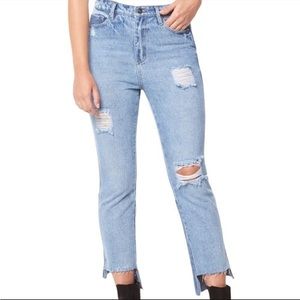 NWT Buffalo David Bitton High-Rise Girlfriend Distressed Jeans, 33